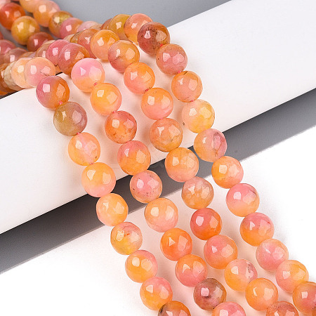 Dyed Natural White Jade Beads Strands G-T139-8mm-60-11-1