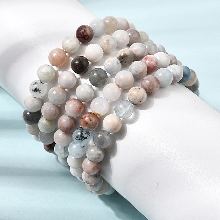 8MM Natural Aquamarine Round Beaded Stretch Bracelets for Women GG-CBA6C75-A01-8mm-1