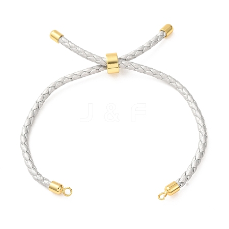 Adjustable Round Braided Microfiber Leather Cord Bracelet Making KK-CBAC260-01G-24-1