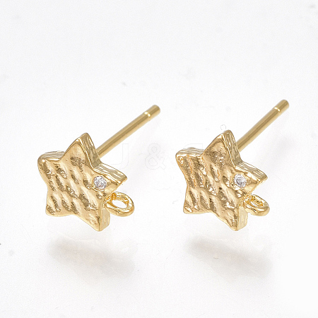 Brass Cubic Zirconia Stud Earring Findings KK-S350-036G-1