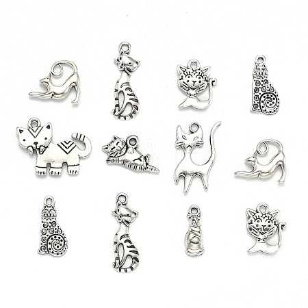 Kitten Theme Tibetan Style Alloy Pendants TIBEP-MSMC018-M2AS-1