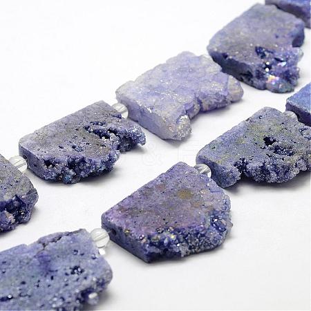 Electroplated Natural Druzy Crystal Beads Strands G-N0257-01-1