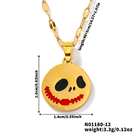 Cute Cartoon Skull Pendant Necklace Stainless Steel Hip-hop Fashion Accessory QQ7337-1