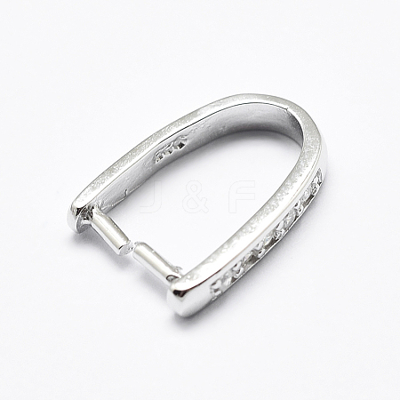 Anti-Tarnish Rhodium Plated 925 Sterling Silver Micro Pave Cubic Zirconia Pendant Bails STER-P034-09P-1