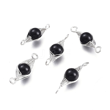 Natural Obsidian Links Connectors G-K305-A06-P-1