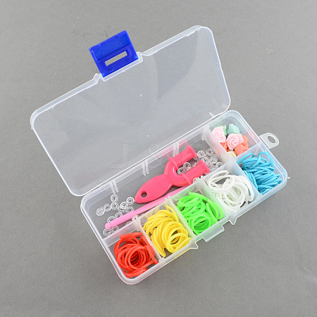 DIY Colorful Loom Bands Box with Rubber Bands and Accessories DIY-R009-05-1