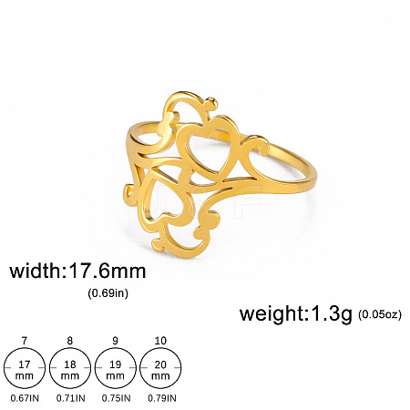 Hollow Out Heart 304 Stainless Steel Finger Rings FS-WGC4FA2-06-1