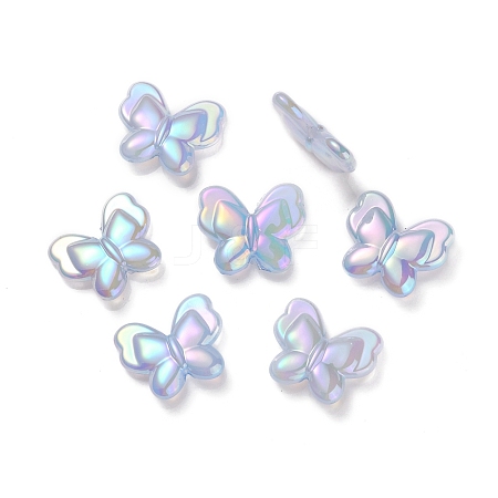 UV Plating Rainbow Iridescent Imitation Jelly Acrylic Beads OACR-K003-012D-1