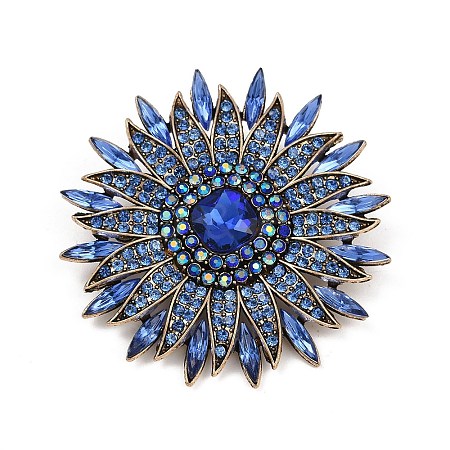 Sunflower Alloy Rhinestone Brooches for Backpack Clothes JEWB-M070-03AG-1