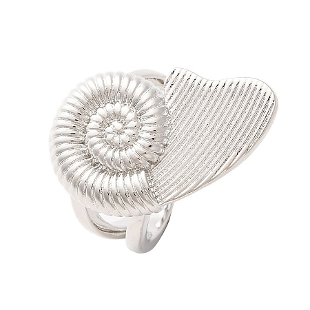 Spiral Shell Brass Open Cuff Rings RJEW-U009-10P-1