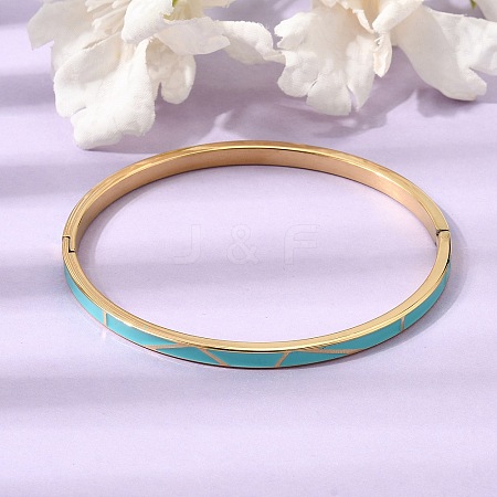 304 Stainless Steel Enamel Hinged Cuff Bangles for Women SA-CBAC920-15G-01E-1