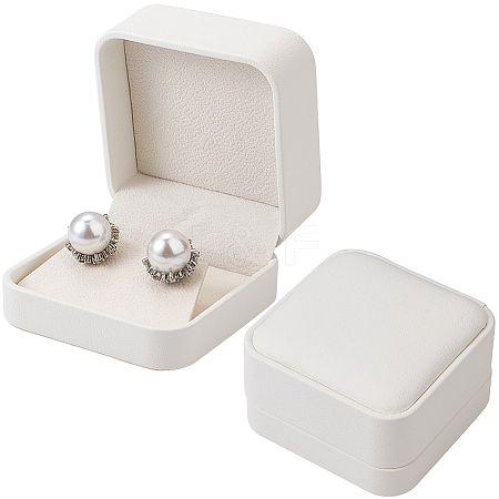2Pcs PU Leather Rings/Earrings Storage Box with with Lint AJEW-BBC0002-23B-1