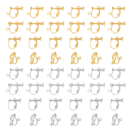 Unicraftale 48Pcs 8 Style Brass Clip-on Earring Findings KK-UN0001-63-1