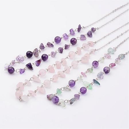 Gemstone Beaded Necklaces NJEW-JN01702-1