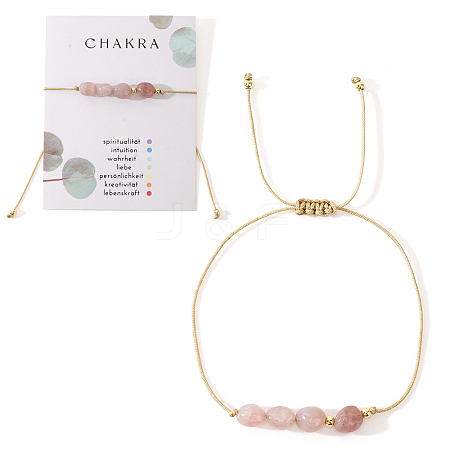Chakra Adjustable Natural Rose Quartz Bead Braided Bead Bracelets UY1901-8-1