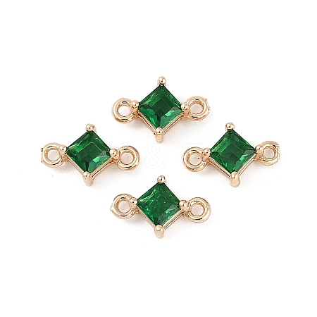 Brass Pave Glass Rhombus Links Connector Charms X1-GLAA-Q088-001F-1