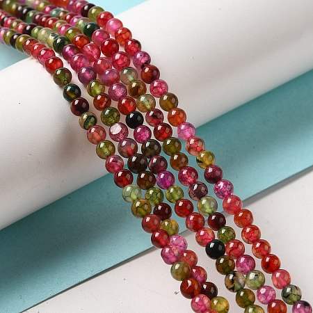 Dyed Natural Agate Beads Strands G-R262-4mm-1-1