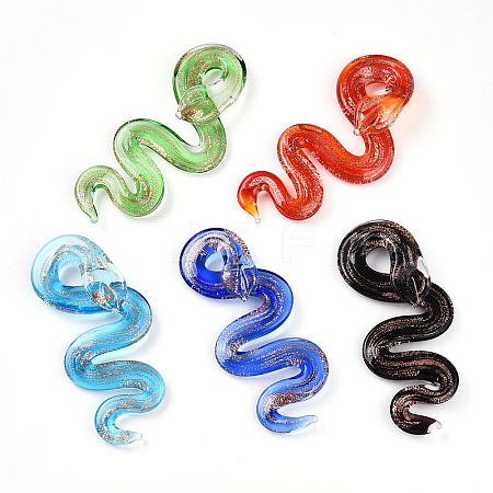 Handmade Gold Sand Lampwork Big Pendants LS-LAMP-T023-11-1