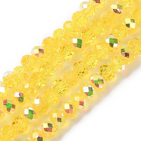 Electroplate Transparent Glass Beads Strands EGLA-A046-01A-19-1