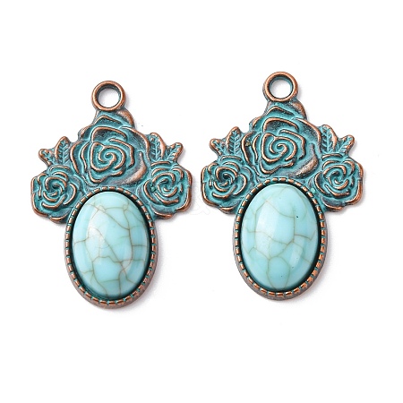 Alloy with Synthetic Turquoise Pendants FIND-B055-01B-1