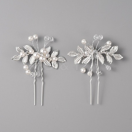 Wedding Bridal Alloy Rhinestone Hair Forks MRMJ-WH0012-28-1