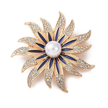 Alloy Crystal Rhinestone Blue Flower Brooches JEWB-P054-02G-1