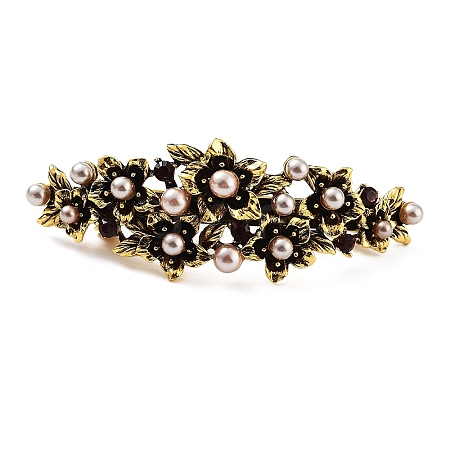 Flower Alloy Rhinestone Hair Barrettes PHAR-S604-01AG-01-1