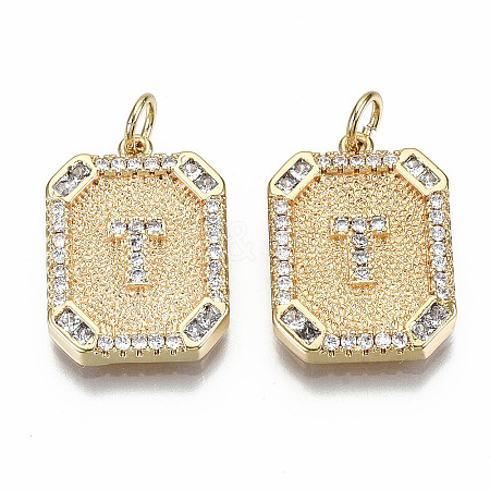 Brass Micro Pave Clear Cubic Zirconia Pendants KK-S356-234T-G-NF-1