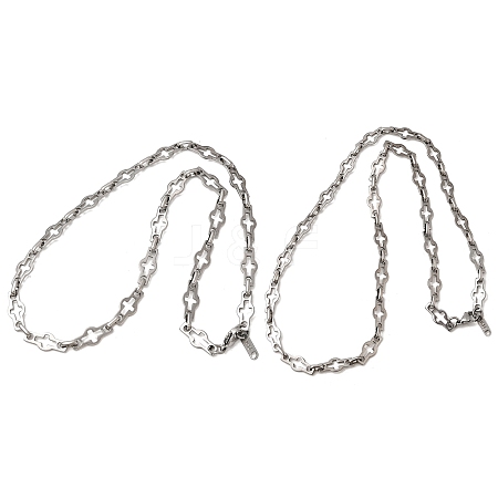 2Pcs 2 Styles 304 Stainless Steel Cross Link Chain Necklaces Set for Couple NJEW-JN05432-1