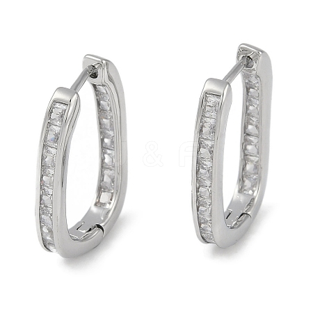 Clear Cubic Zirconia Hoop Earrings EJEW-L292-016P-1