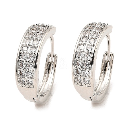 Brass Micro Pave Cubic Zirconia Hoop Earrings EJEW-D078-15P-1