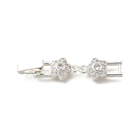 Brass Micro Pave Clear Cubic Zirconia Fold Over Clasps KK-R222-06S-1