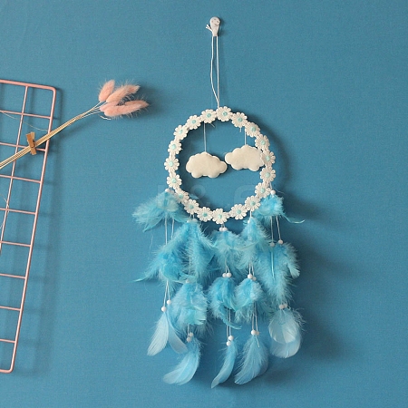 Woven Net/Web with Feather Hanging Ornaments PW-WG14681-02-1