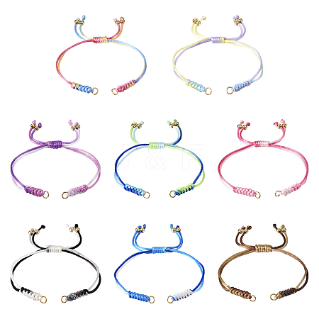 8Pcs 8 Colors Gradient Color Adjustable Braided Segment Dyed Nylon Bracelets AJEW-TA0001-31-1
