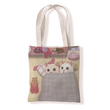 Cat Pattern Canvas Women's Tote Bags PW-WGA189E-11-1