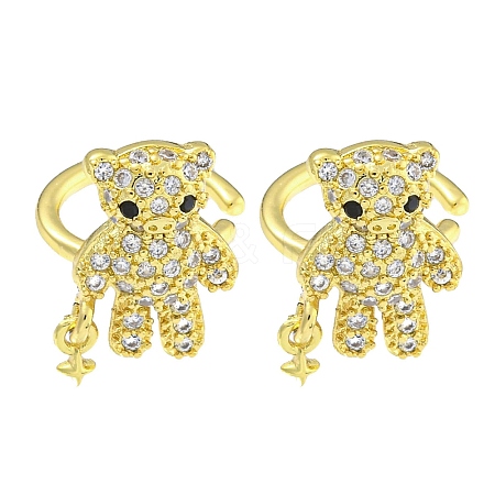 Brass Micro Pave Clear Cubic Zirconia Cuff Earrings EJEW-C104-072G-1