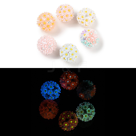 Handmade Luminous Polymer Clay Rhinestone Beads CLAY-H003-04-1