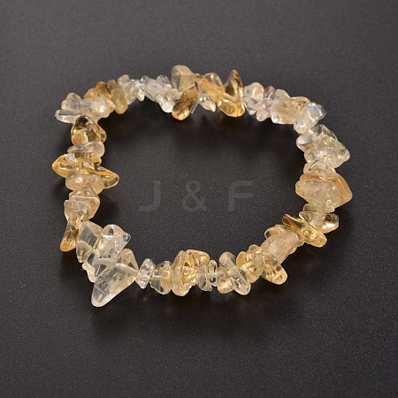 Natural Citrine(Dyed & Heated) Beaded Stretch Bracelets BJEW-JB01823-03-1