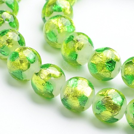Handmade Silver Foil Glass Round Beads FOIL-I008-02A-1