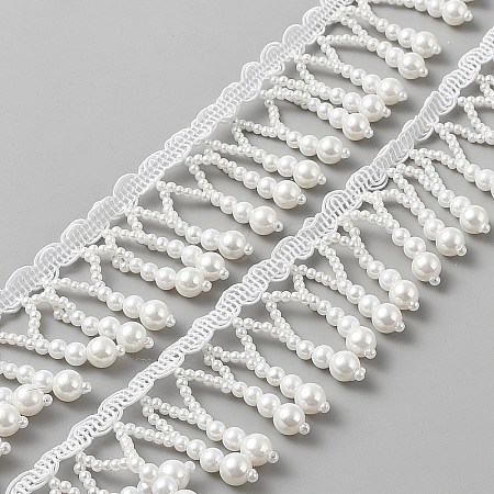 Plastic and Polyester Beaded Trim OCOR-WH0082-501-1