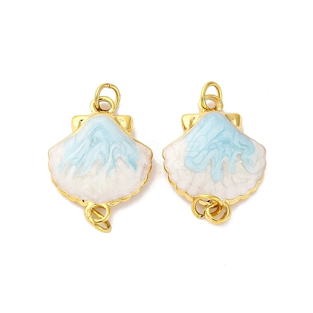 304 Stainless Steel Light Cyan Enamel Shell Shape Connector Charms STAS-U061-06G-1