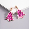 Christmas Trees with Star Alloy Dangle Stud Earrings for Women EJEW-Z078-02B-1