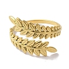 PVD Vacuum Plating 201 Stainless Steel Leaf Open Cuff Rings for Women RJEW-C092-14G-2