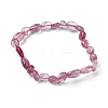 Natural Strawberry Quartz Bead Stretch Bracelets BJEW-K213-08-2