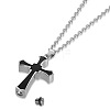 Stainless Steel Black Enamel Cross Pendant Urn Ashes Necklaces PW-WGDC362-01-3