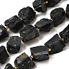 Raw Rough Natural Black Obsidian Beads Strands G-Z087-B06-2