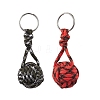 2Pcs Polyester Braid Ball Stainless Steel Keychains KEYC-JKC01120-1