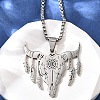 Punk Style 304 Stainless Steel Laser Cut Cattle Head Pendant Box Chain Necklaces for Women Men NJEW-E156-04P-2