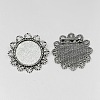 Vintage Tibetan Style Alloy Flower Brooch Cabochon Bezel Settings X-PALLOY-O037-45AS-1