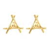 Triangle with Round Brass Stud Earrings EJEW-R025-06G-4
